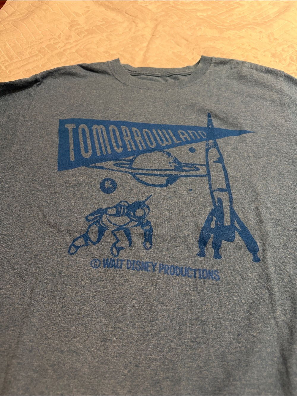Disney Blue Tomorrowland Graphic Tee with Navy Print Size S